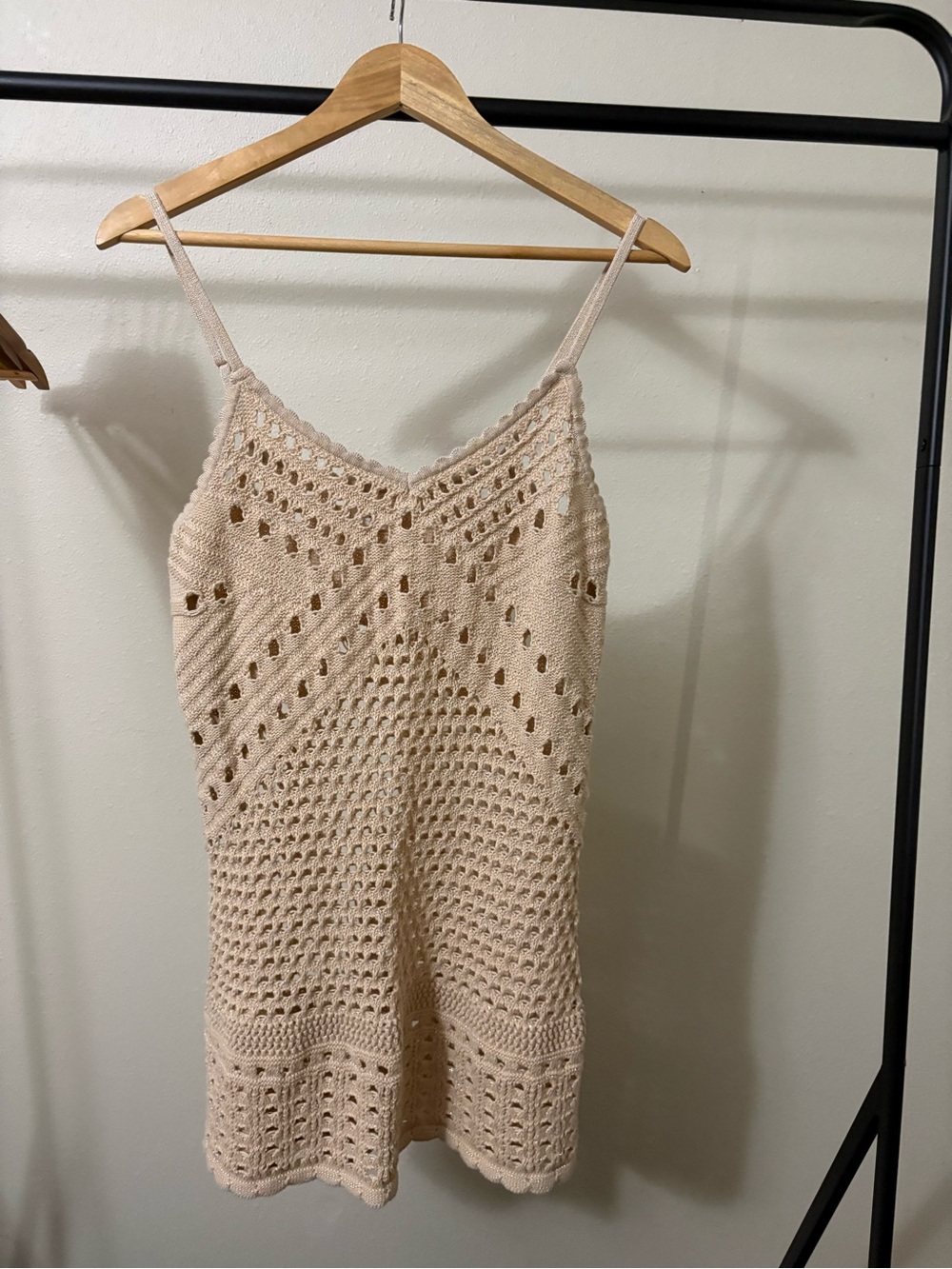 aerie Cream Crochet Slip Mini Dress